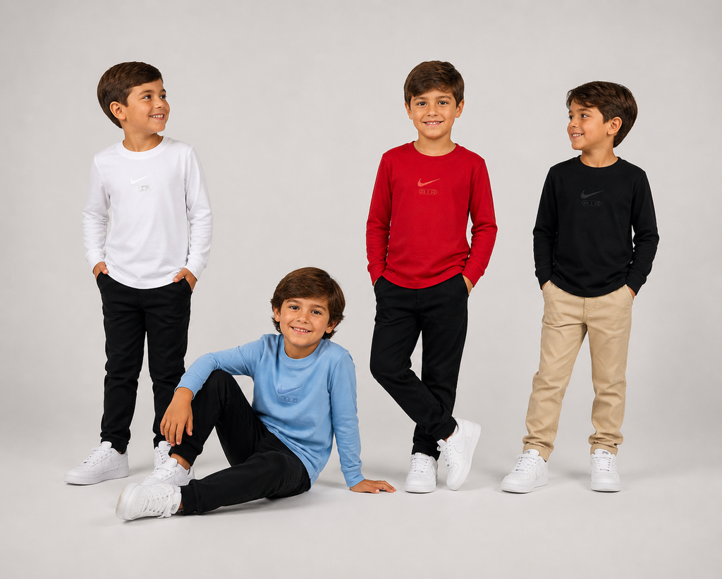 Camiseta manga longa bordada de algodão com elastano - Nike