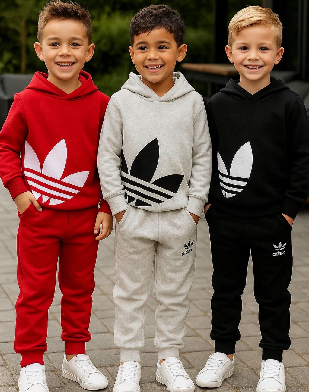 Conjunto de moletom 3 cabos com detalhes estampados e bordados - Adidas