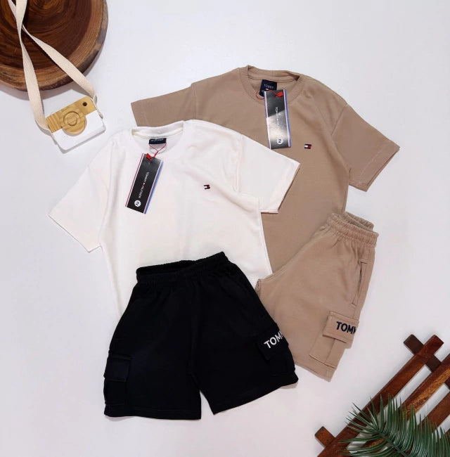 Conjunto suedine bordado com bolso cargo - Tommy Hilfiger