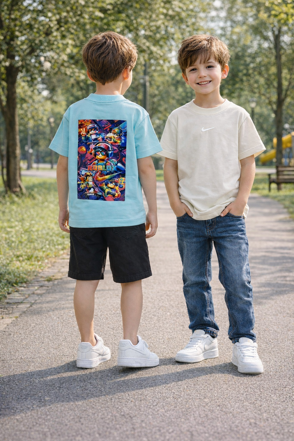 Camiseta suedine bordada na frente e estampada nas costas - Nike x Roblox