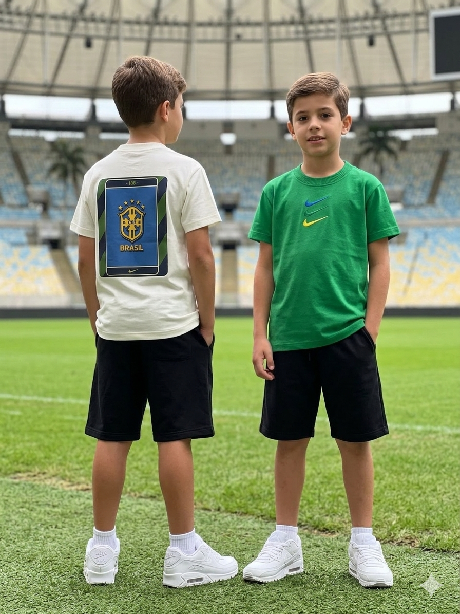 Camiseta suedine bordada na frente e estampada nas costas - Nike x Brasil