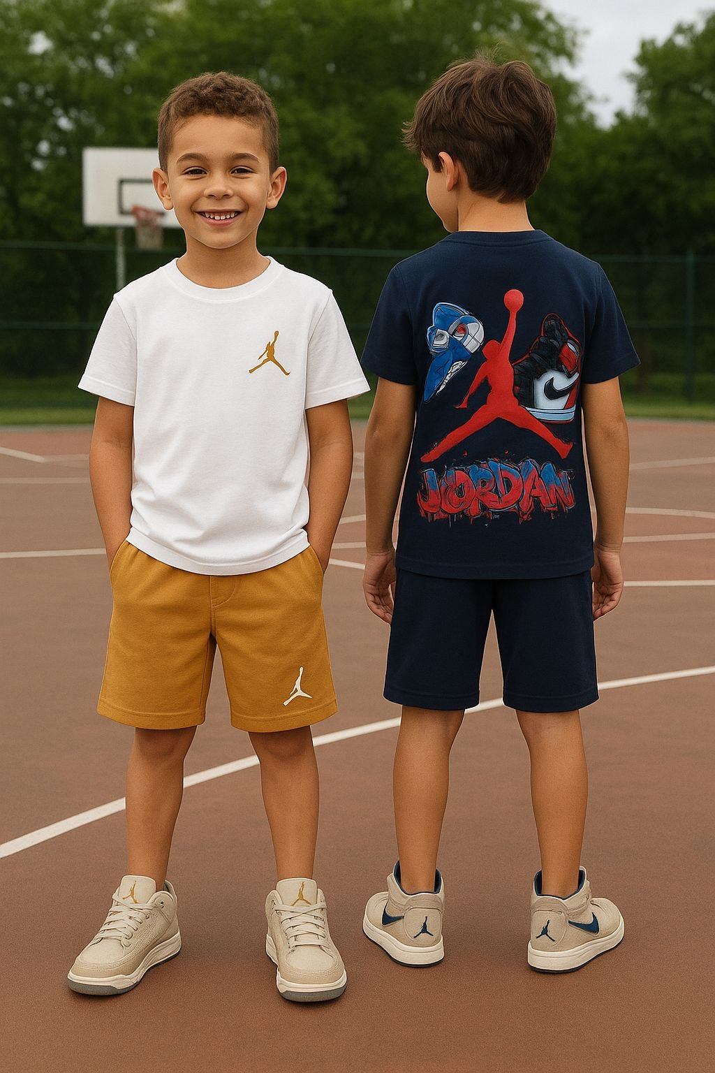 Conjunto suedine bordado na frente e estampado nas costas - Jordan