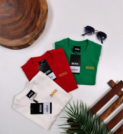 Camiseta algodão com elastano bordada - Boss
