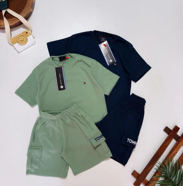 Conjunto suedine bordado com bolso cargo - Tommy Hilfiger