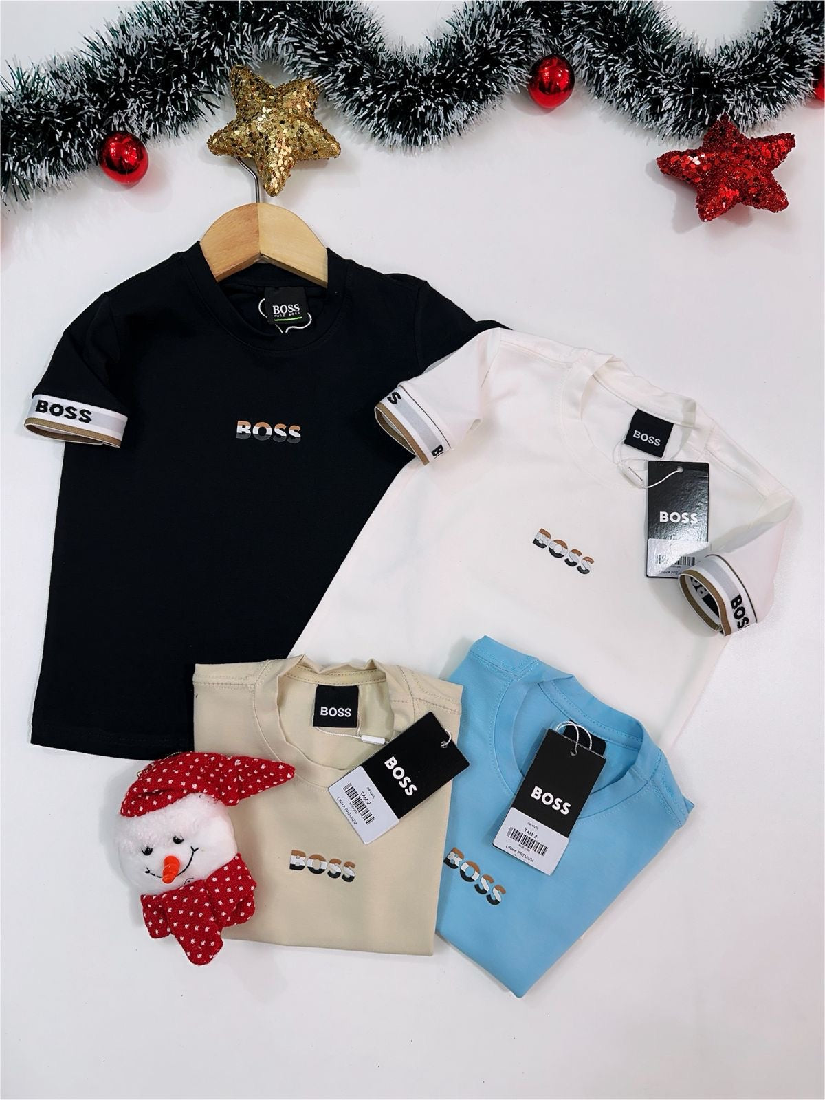 Camiseta algodão com elastano com manga trabalhada - Boss