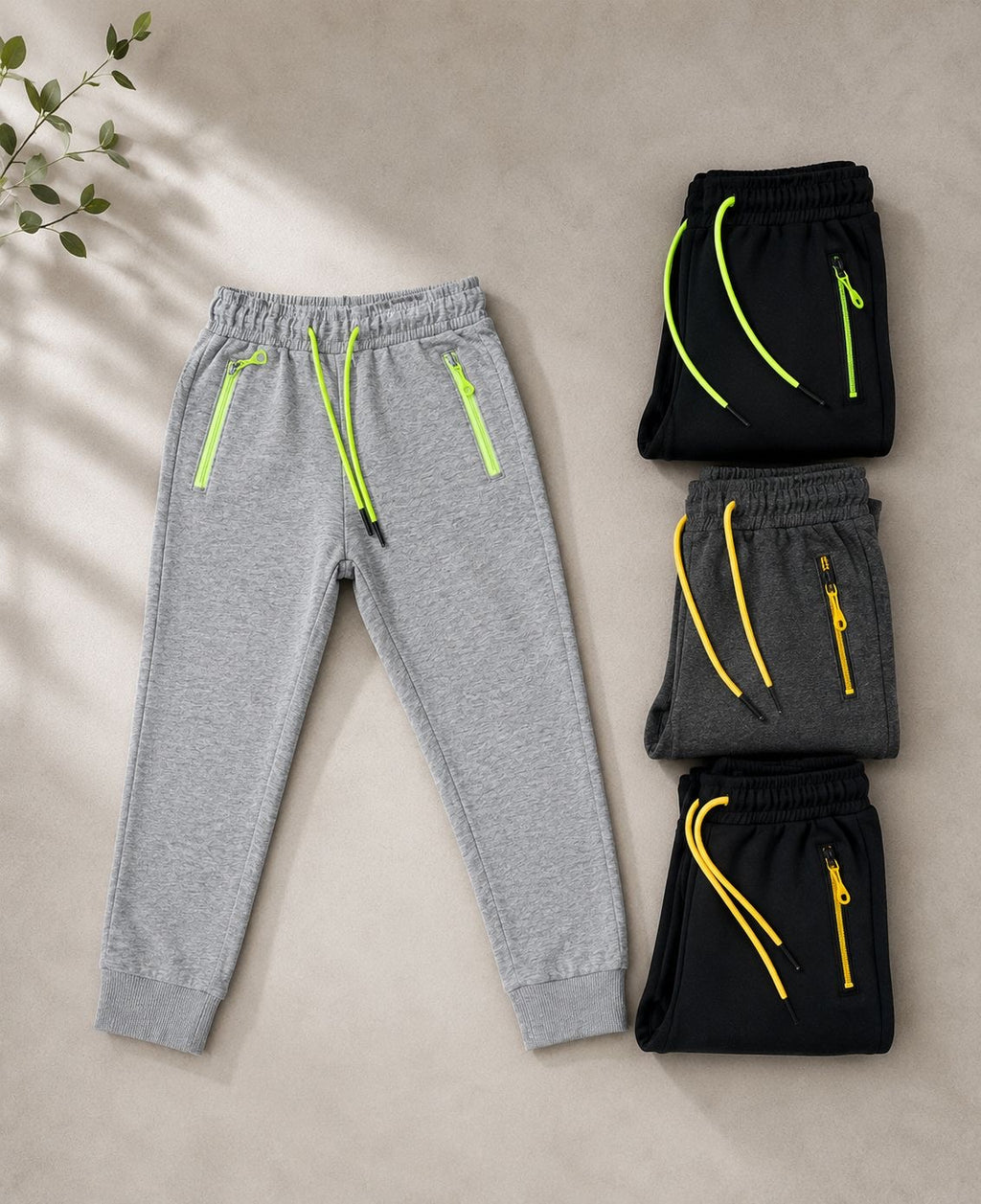 Calça de moletom importada com zíper em cores vibrantes