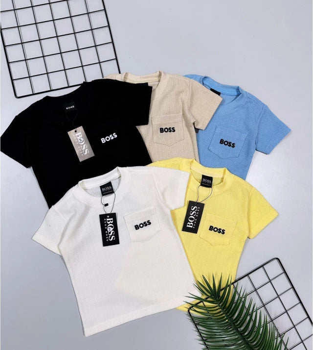 Camiseta favo de mel com detalhe bordado - Boss