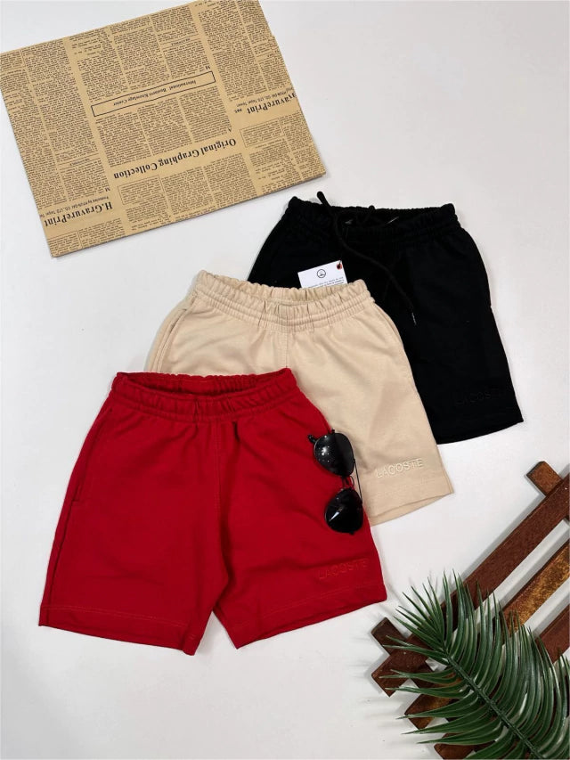 Bermuda de moletinho bordada com cordão interno - Lacoste
