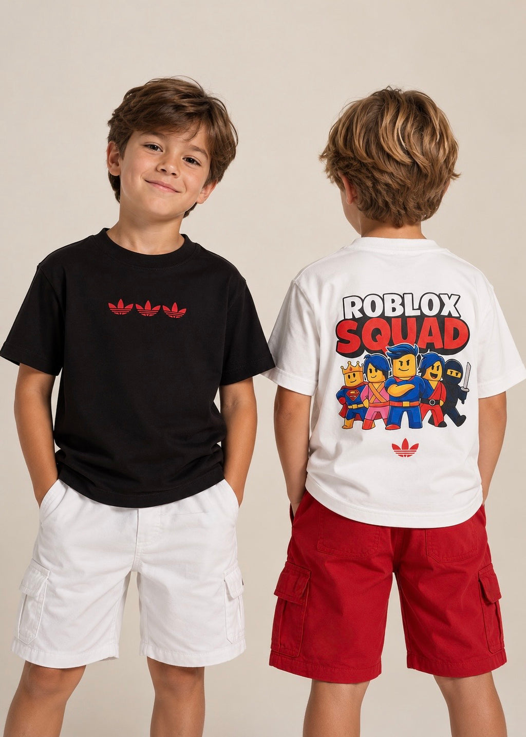 Camiseta suedine bordada na frente e estampada nas costas - Roblox