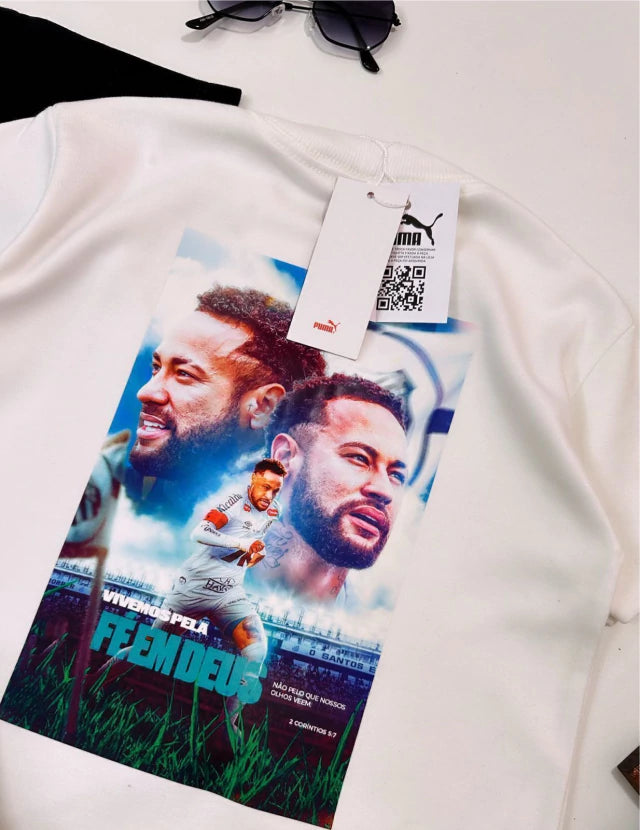 Camiseta suedine bordada na frente e estampada nas costas - Puma x Neymar JR