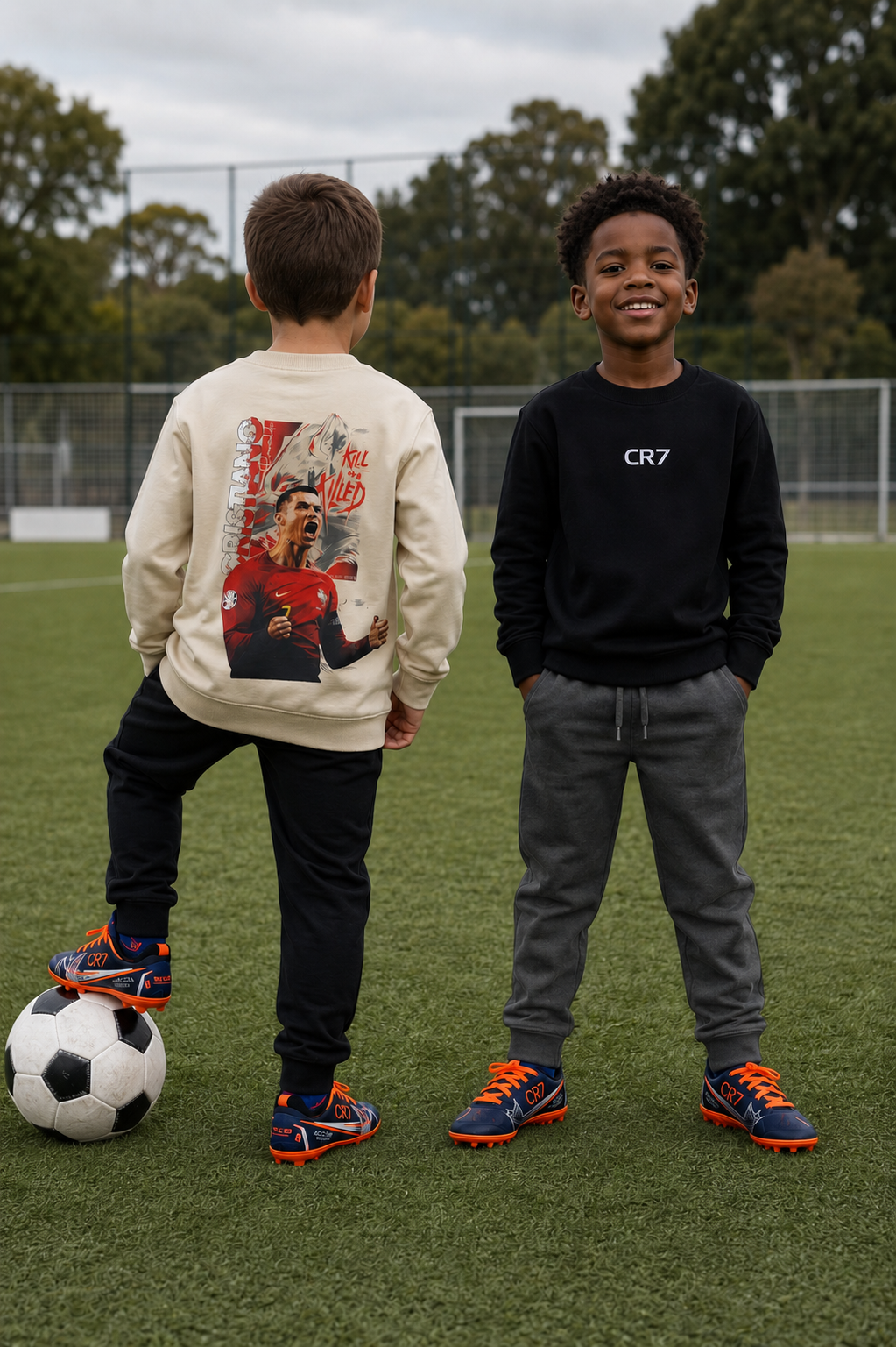 Camiseta suedine manga longa bordada na frente e estampada nas costas - CR7