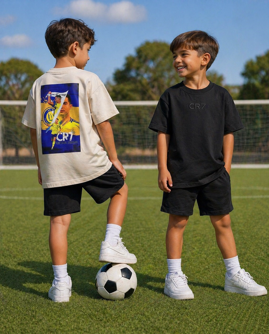 Camiseta suedine bordada na frente e estampada nas costas - CR7