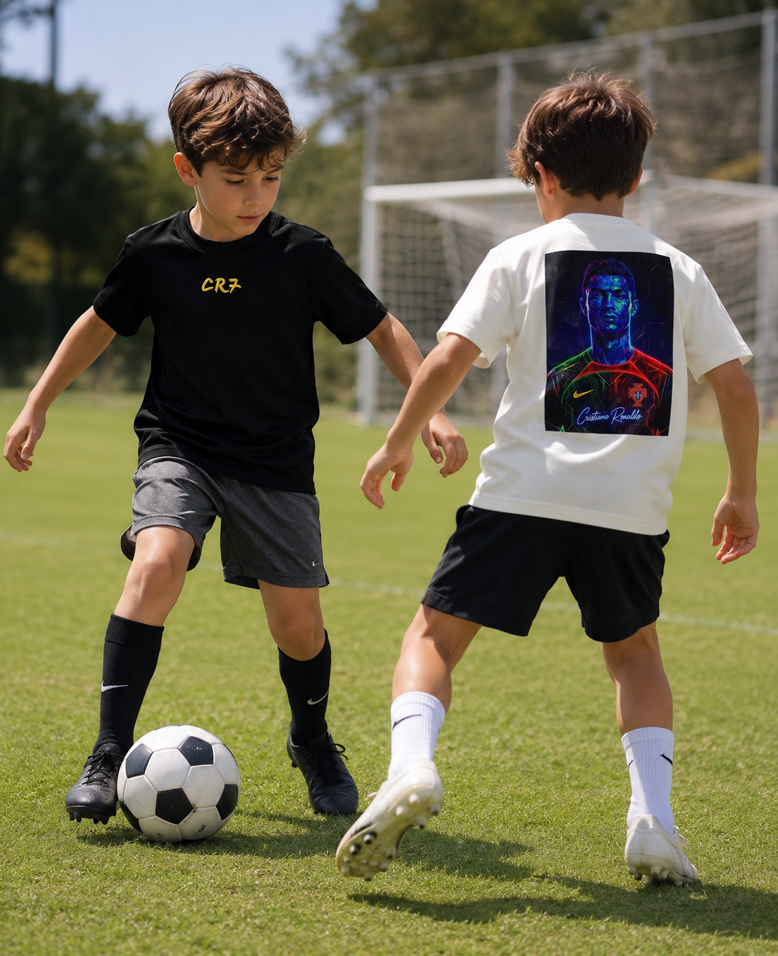 Camiseta suedine manga curta bordada na frente e estampada nas costas - CR7