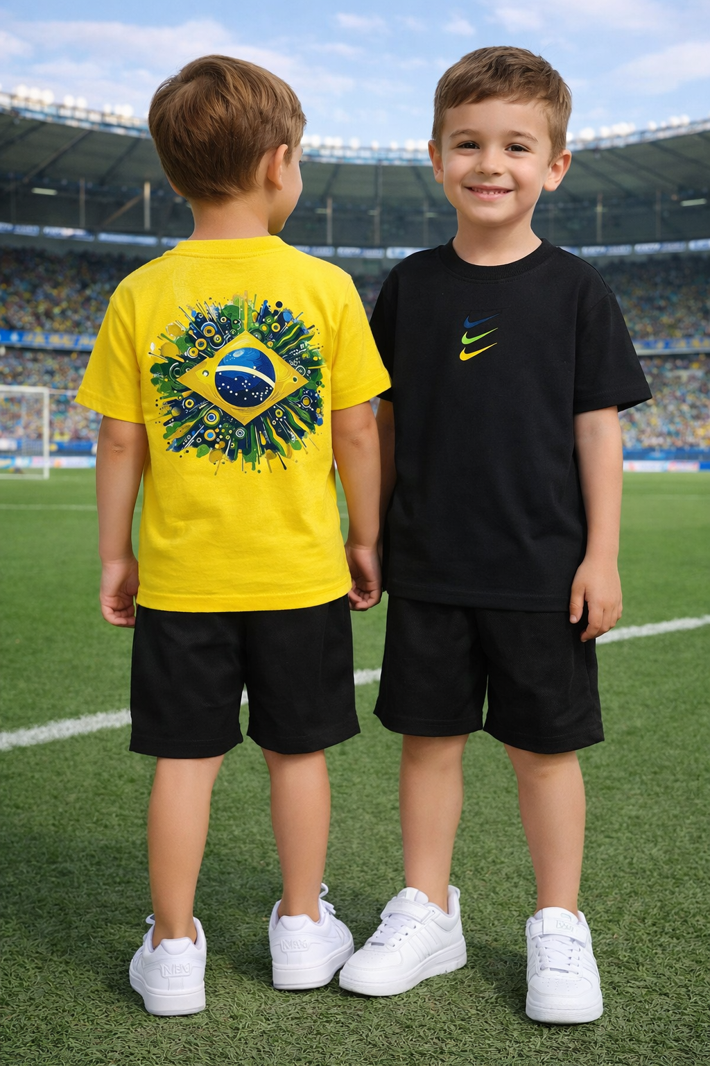 Camiseta suedine bordada na frente e estampada nas costas - Nike x Brasil