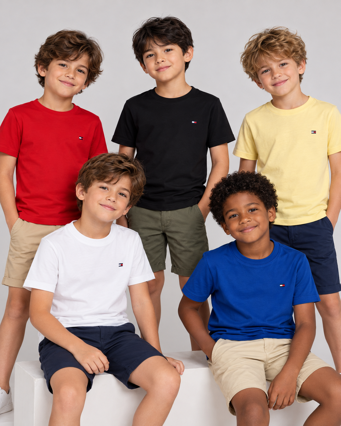 Camiseta manga curta algodão com elastano bordada - Tommy