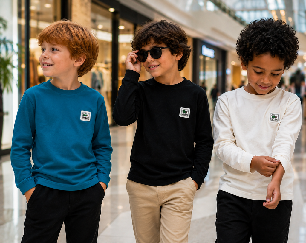 Camiseta manga longa algodão com elastano bordada - Lacoste
