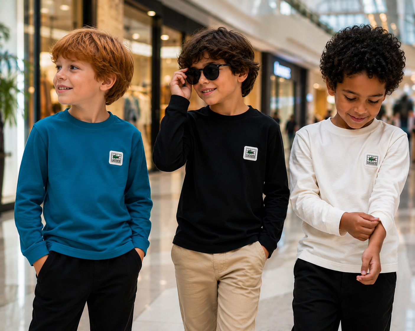 Camiseta manga longa algodão com elastano bordada - Lacoste