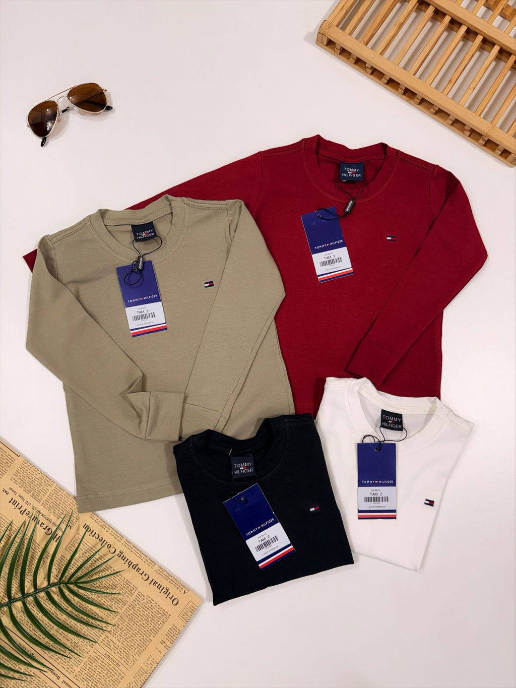 Camiseta manga longa algodão com elastano bordada - Tommy