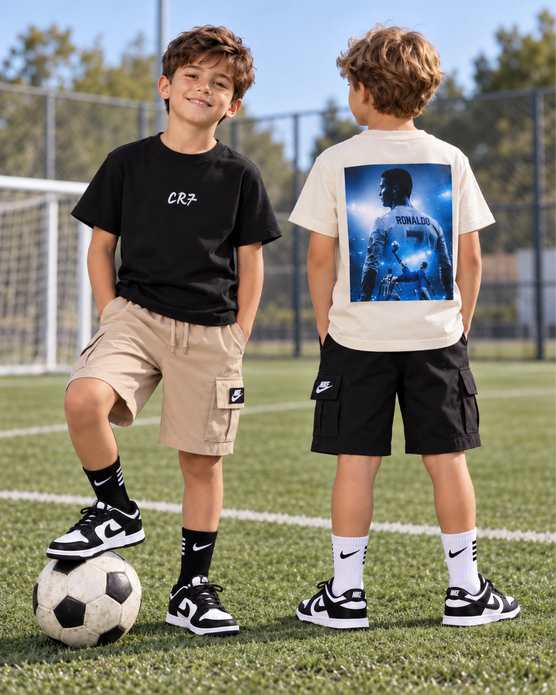 Camiseta suedine bordada na frente e estampada nas costas - CR7