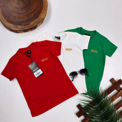 Camiseta algodão com elastano bordada - Boss