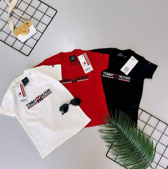 Camiseta algodão com elastano bordada - Tommy Hilfiger