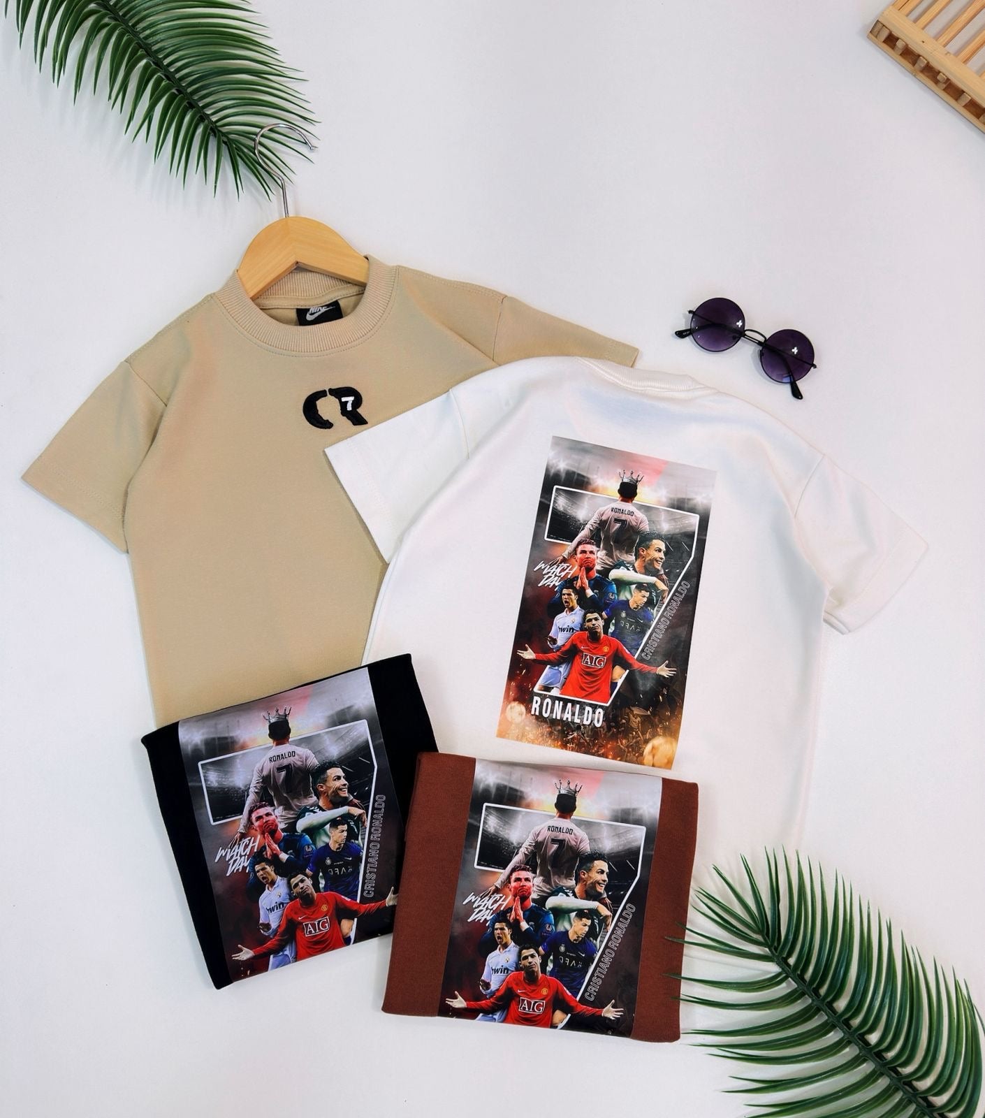 Camiseta suedine bordada na frente e estampada nas costas - CR7