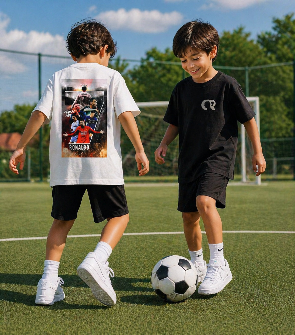 Camiseta suedine bordada na frente e estampada nas costas - CR7