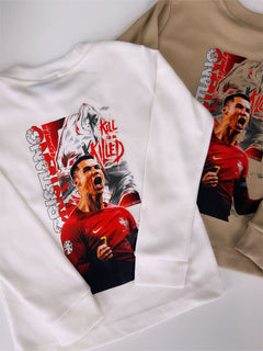 Camiseta suedine manga longa bordada na frente e estampada nas costas - CR7