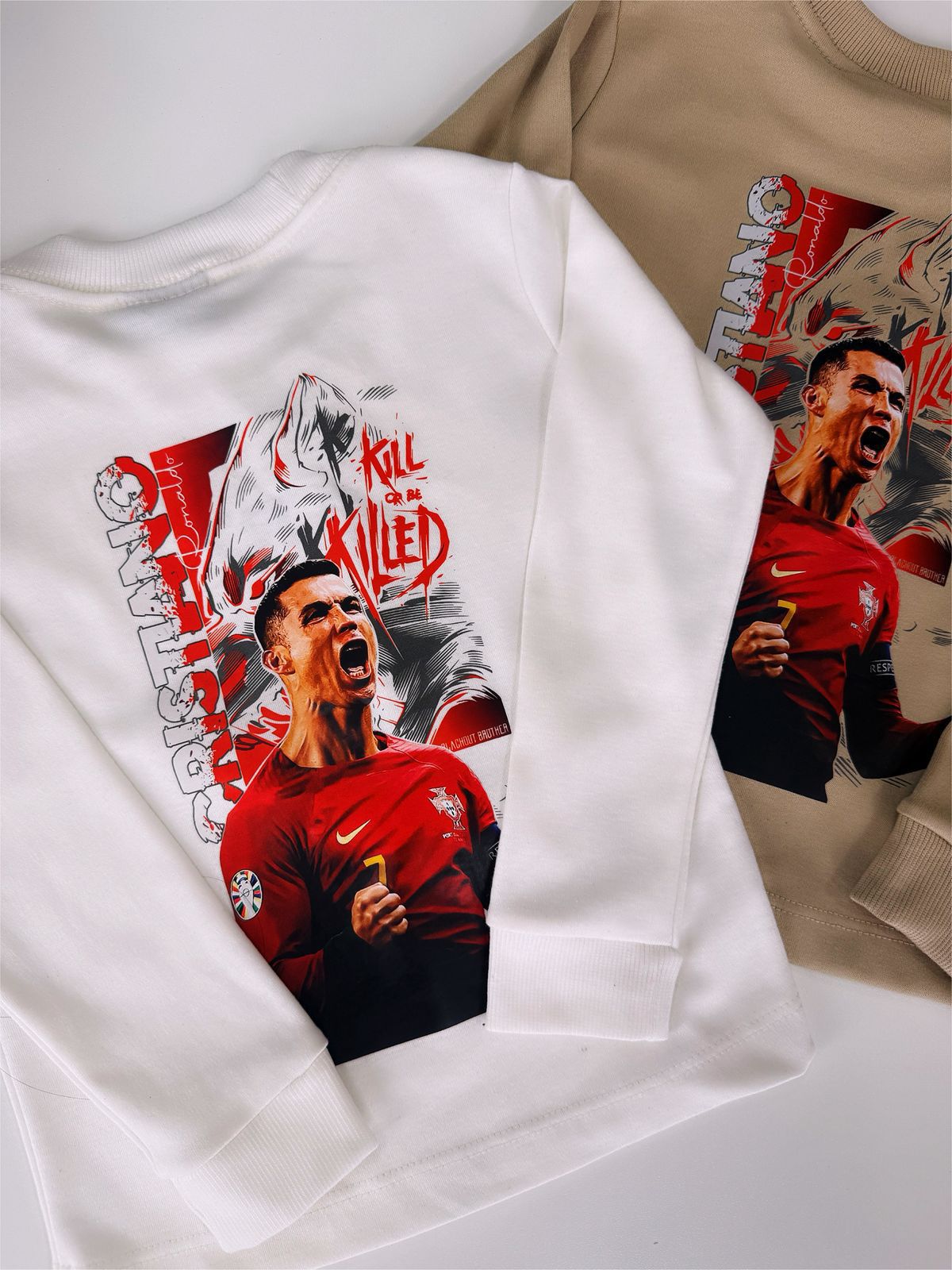 Camiseta suedine manga longa bordada na frente e estampada nas costas - CR7