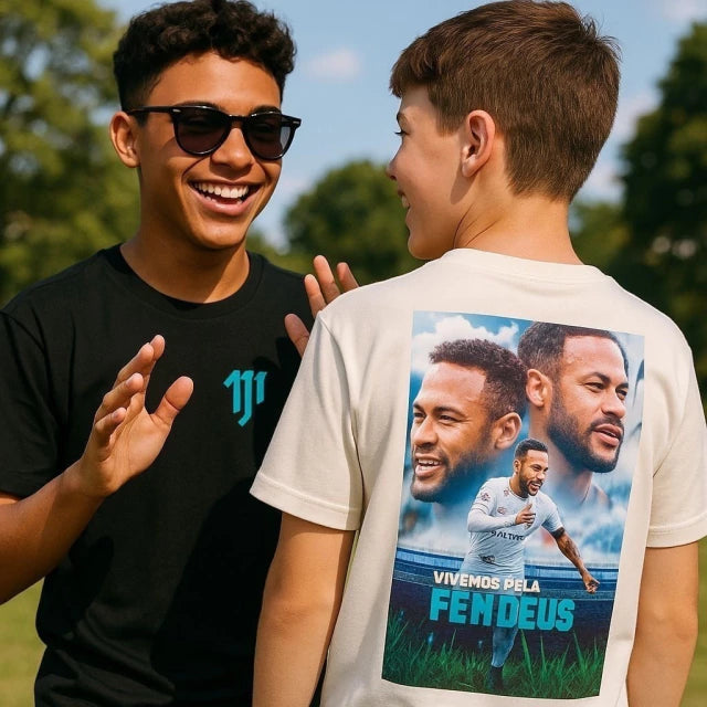 Camiseta suedine bordada na frente e estampada nas costas - Puma x Neymar JR