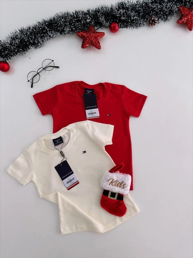 Camiseta de algodão com elastano bordada - Tommy