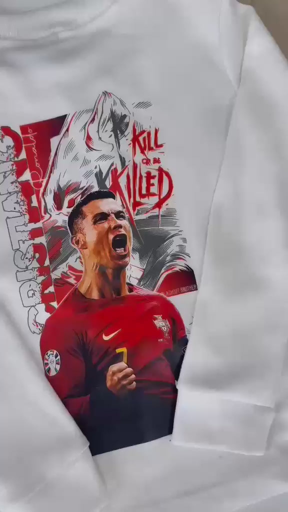Camiseta suedine manga longa bordada na frente e estampada nas costas - CR7