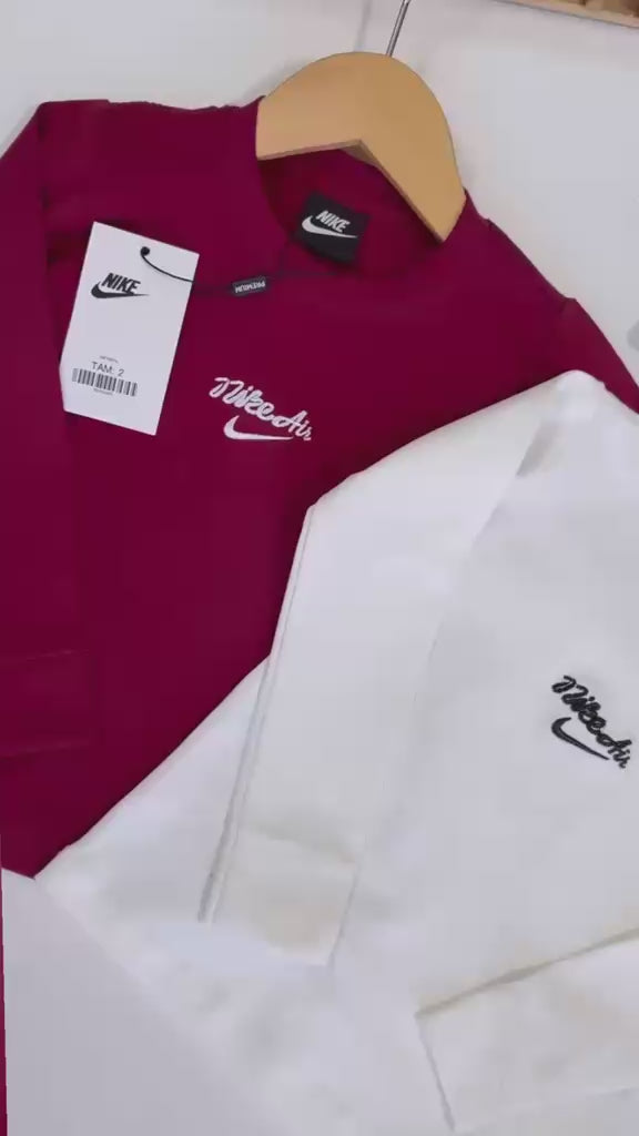 Camiseta manga longa bordada algodão com elastano - Nike
