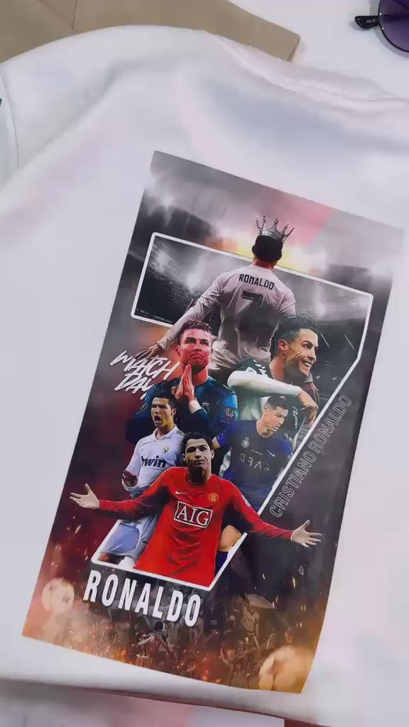 Camiseta suedine bordada na frente e estampada nas costas - CR7