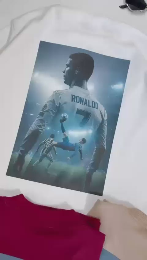 Camiseta suedine bordada na frente e estampada nas costas - CR7