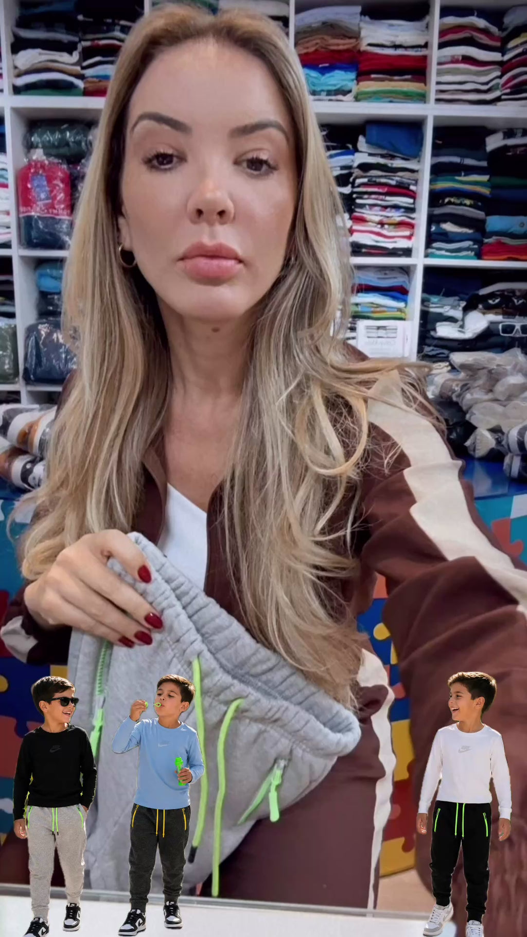 Calça de moletom importada com zíper em cores vibrantes
